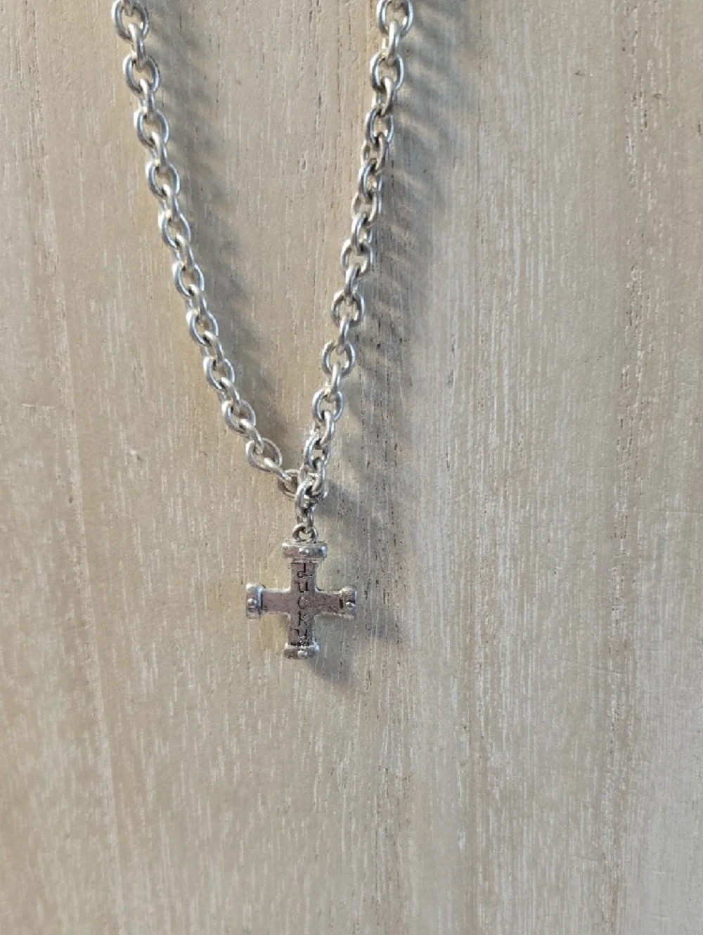 Lucky Brand Silvertone Cross Pendant Necklace 15